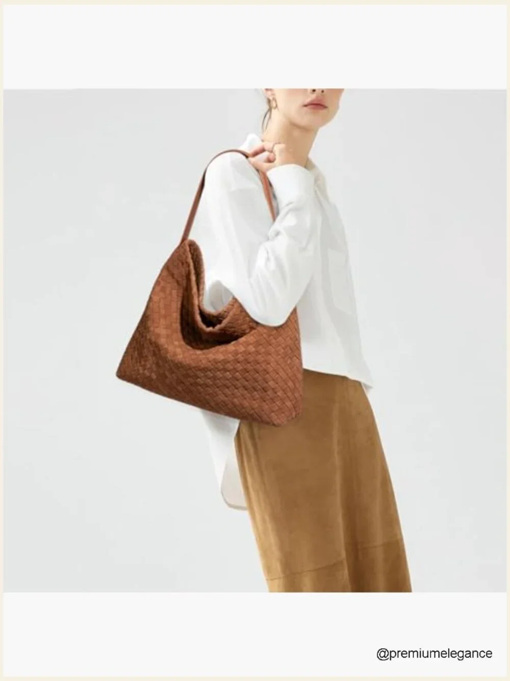 Woven Hobo Purse Suede Bag Crossbody Tote Shoulderbag with Leather Handle